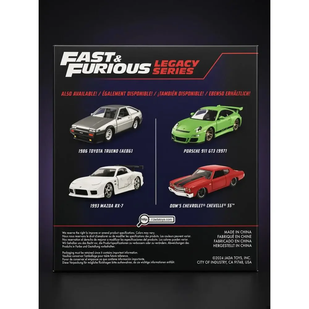 Jada Fast and Furious Legacy Series Diecast 2 Car Set Porsche 911 GT3 Chevelle